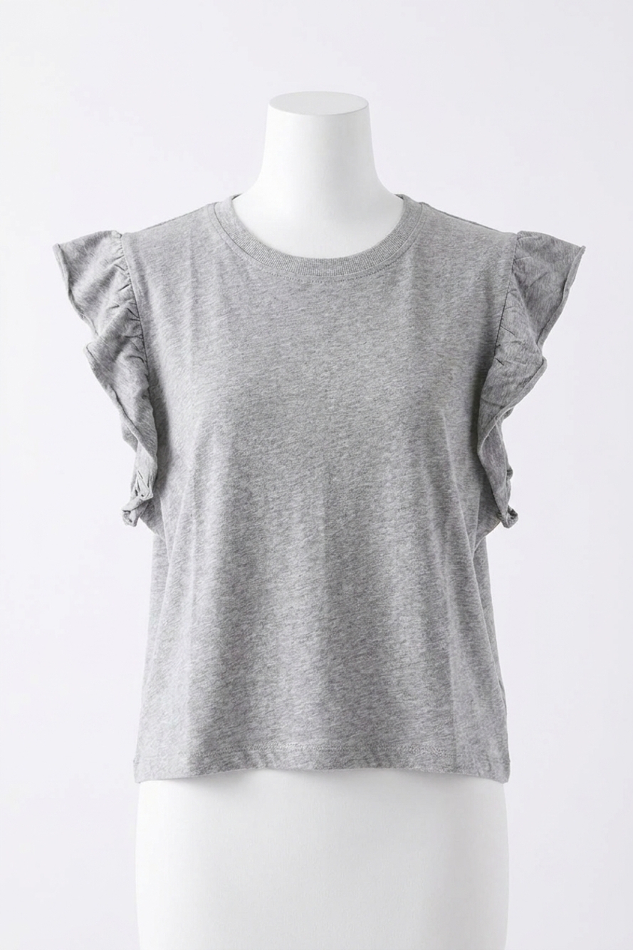 NEW BOBI women's flutter sleeve tee in heather grey